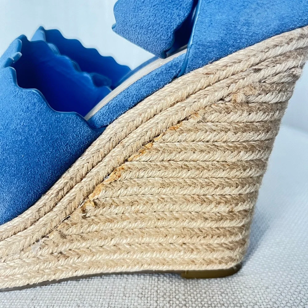 Marc Fischer blue suede wedge ankle strap 8 - Picture 5 of 9
